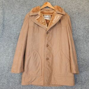 Vintage Stratojac Coat Men Large 42 Tan Heavy Sherpa Fleece Marlboro Stratosuede